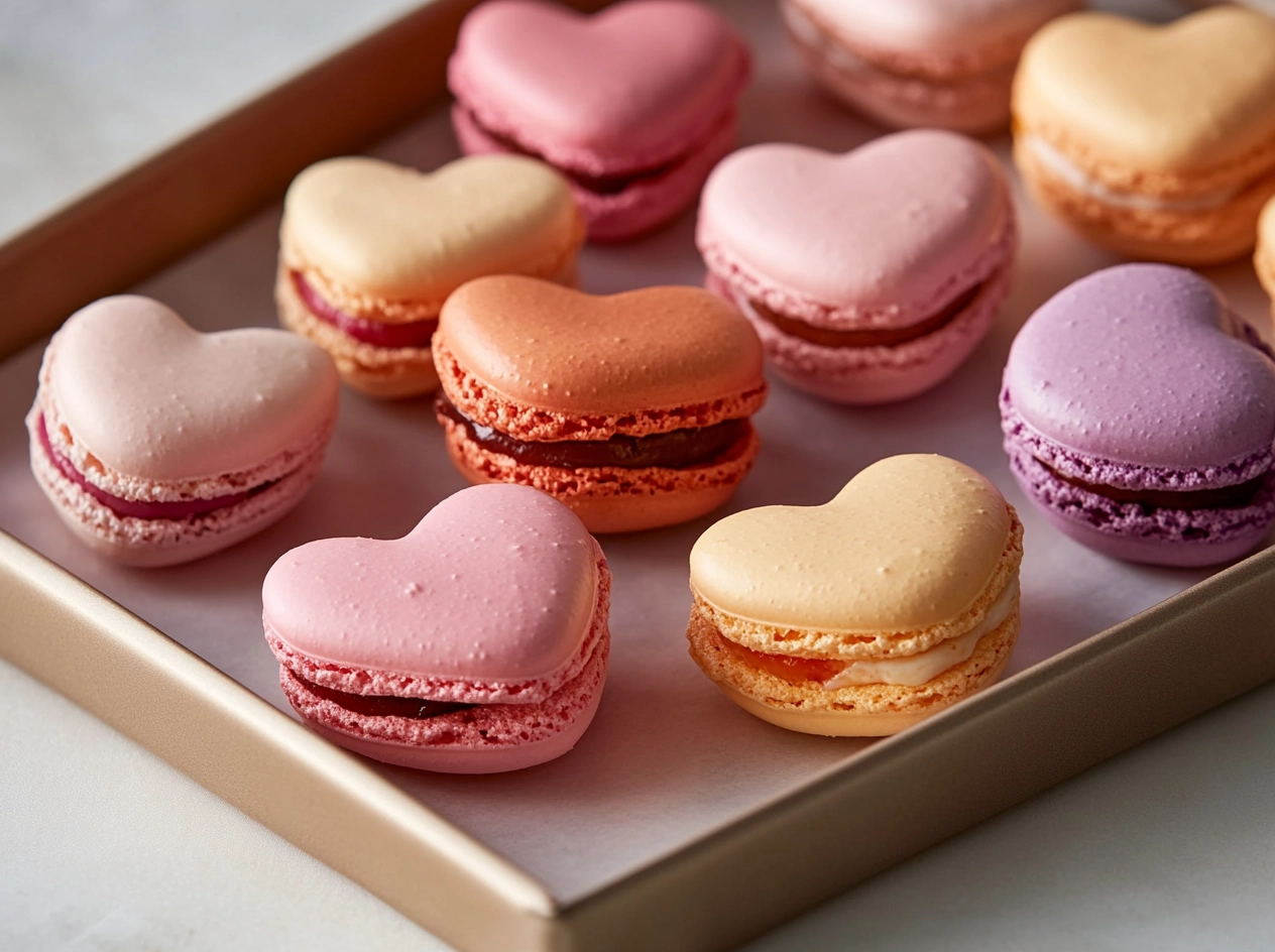 Finished Heart-Shaped Macarons